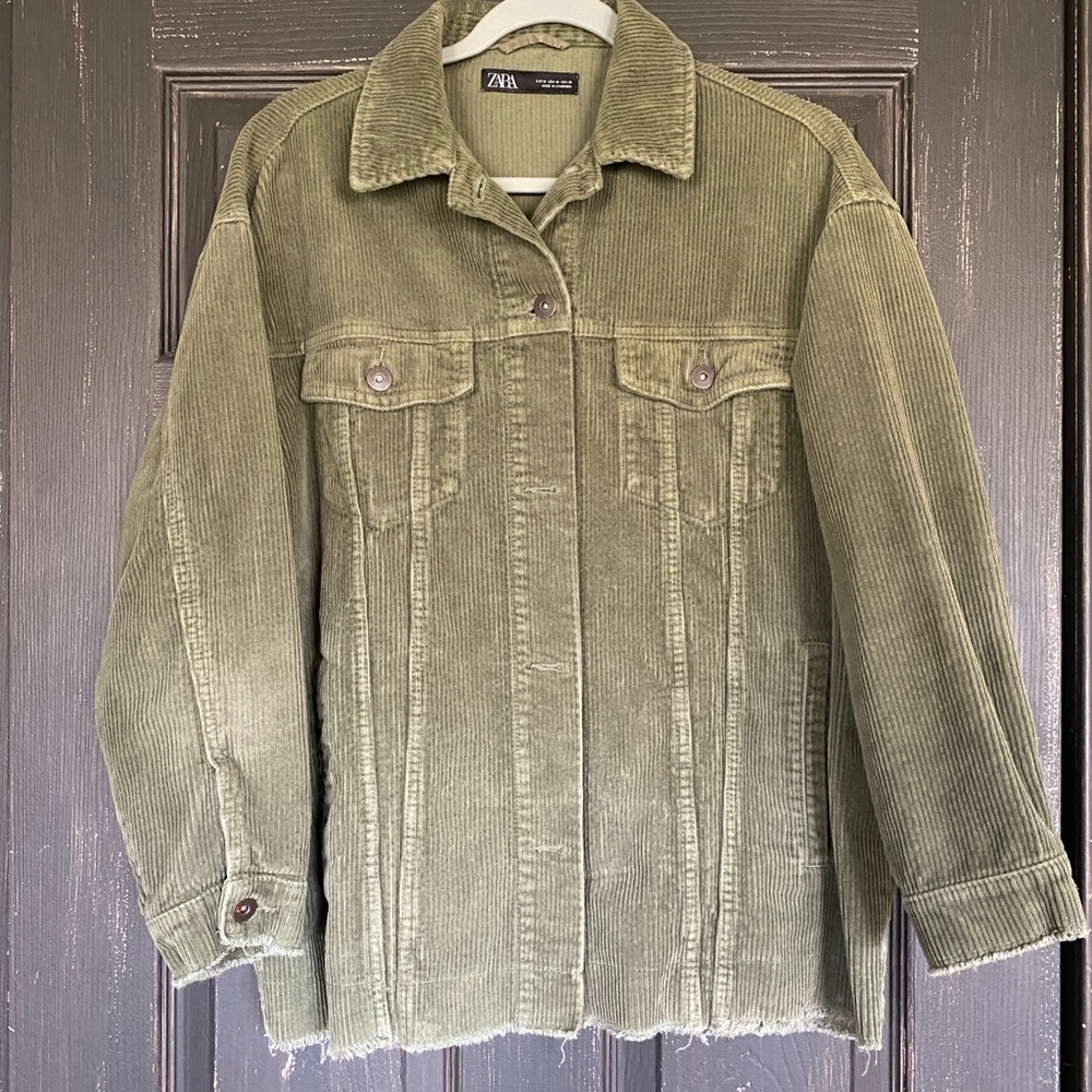 Zara Khaki Corduroy Utility Jacket